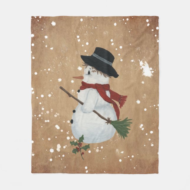 Counrty Snowman Fleece Blanket (Front)
