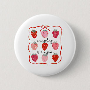 Counseling Is My Jam Strawberry Counsellor Mental  6 Cm Round Badge