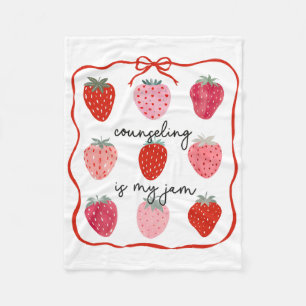 Counseling Is My Jam Strawberry Counsellor Mental Fleece Blanket