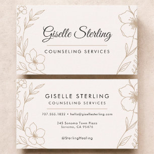 Counseling Services Botanical Floral  Business Card