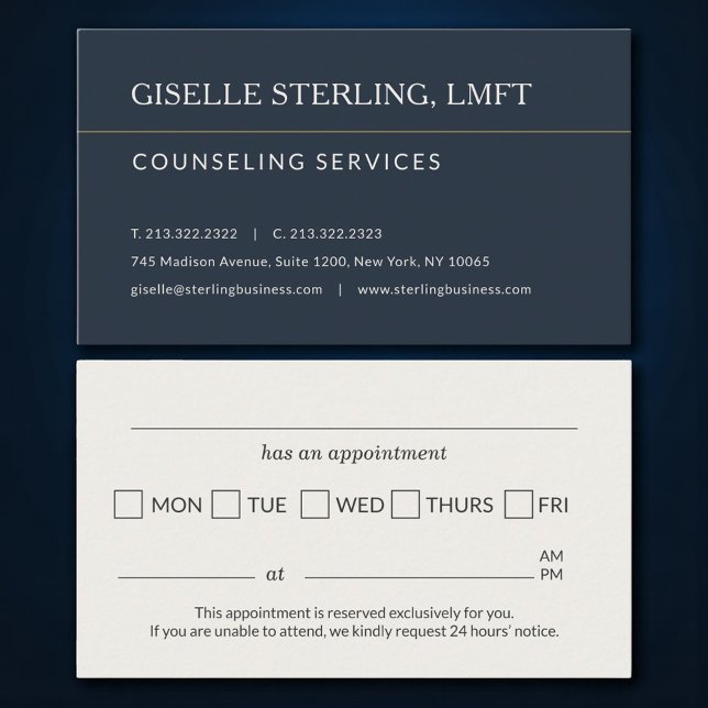 Counseling Services Office Appointment Reminder Business Card (Creator Uploaded)