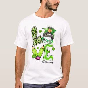 Counsellor Life Messy Bun Shamrocks St Patrick's D T-Shirt