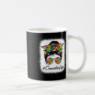 Counsellor Messy Bun Women Supporting Autism Aware Coffee Mug