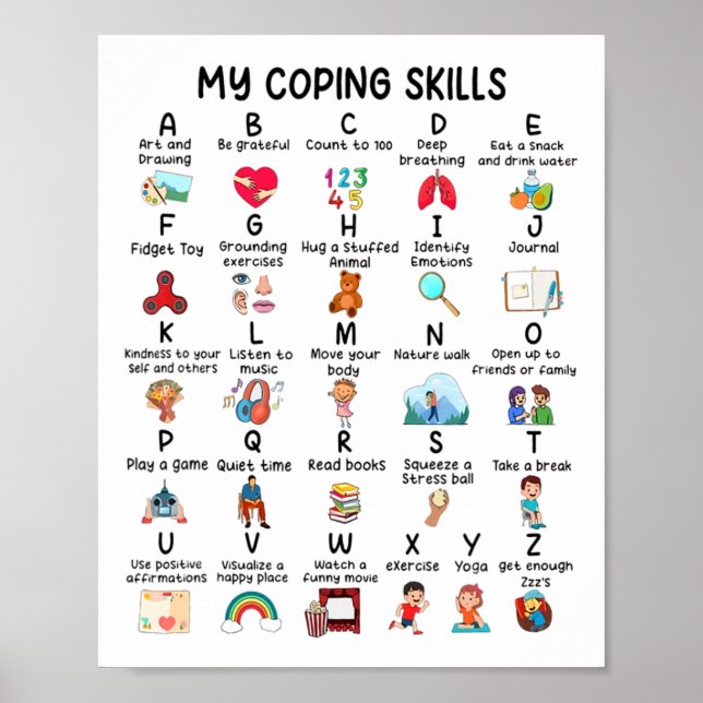 Counsellor My Coping Skills Alphabet Mental Health Poster (Front)