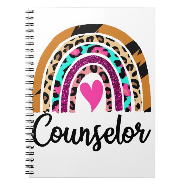 Counsellor Rainbow Leopard Funny School Counsellor Notebook (Front)