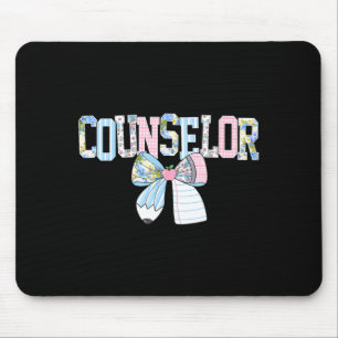 Counsellor teacher coquette bow back to school mouse pad