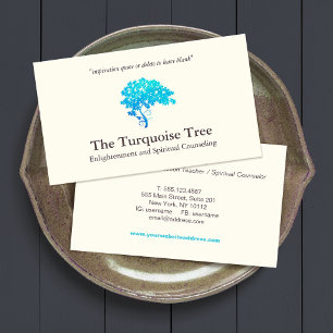Counsellor Turquoise Blue Tree Business Card