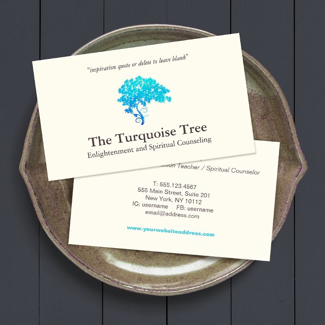 Counsellor Turquoise Blue Tree Business Card (Creator Uploaded)