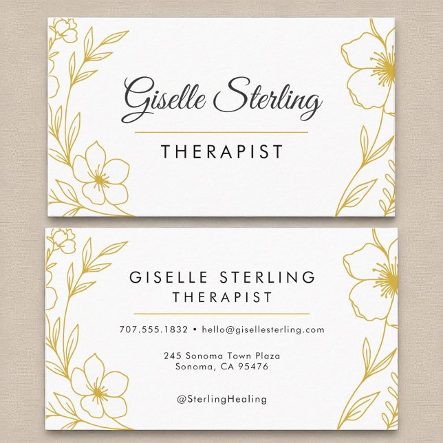 Counsellor Wellness Floral Minimalist Elegant Business Card (Creator Uploaded)