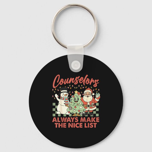 Counselors Always Make The Nice List Santa Christm Key Ring (Front)
