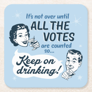 Count all the Votes Paper Coaster Retro Funny
