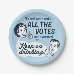 Count all the Votes Paper Plates Retro Funny