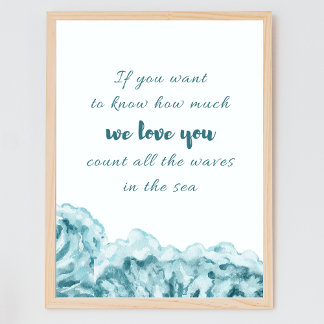Count All The Waves Quote Nautical Nursery Art Poster