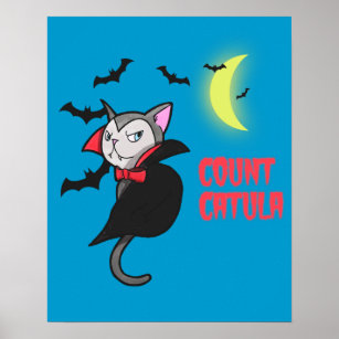 Count Catula Funny Pun Cartoon Poster