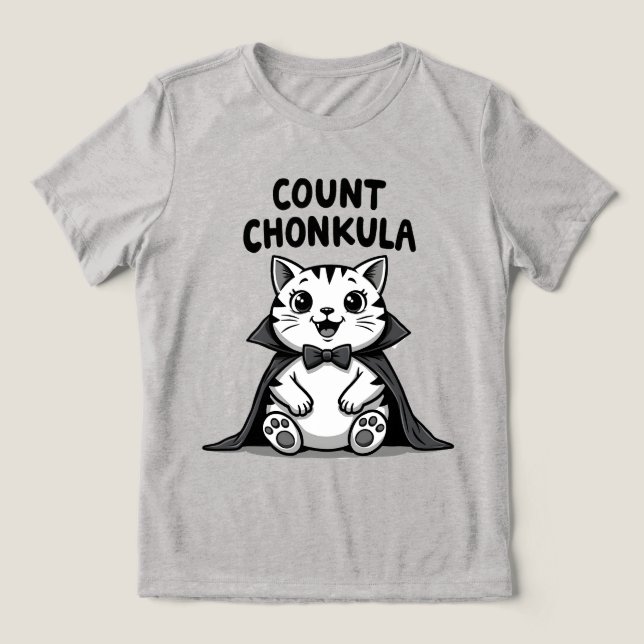 Count Chonkula Funny Vampire Cat Tri-Blend Shirt (Design Front)