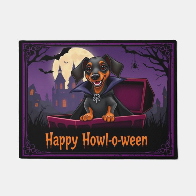 Count Dachshund Happy Howl-o-ween Doormat (Front)