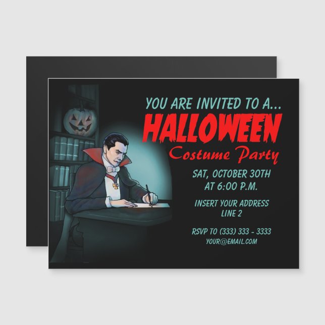 Count Dracula Halloween Party Magnetic Invitation (Front/Back)