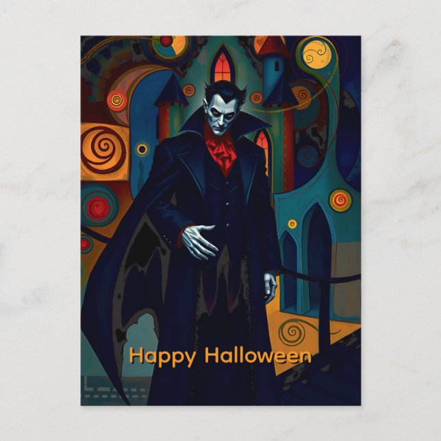 Count Dracula Happy Halloween Holiday Postcard (Front)