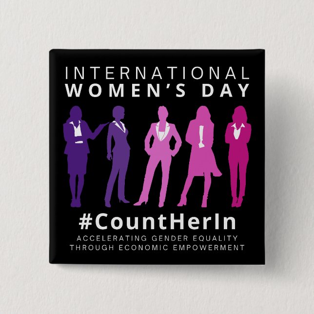 Count Her In International Women's Day 15 Cm Square Badge (Front)