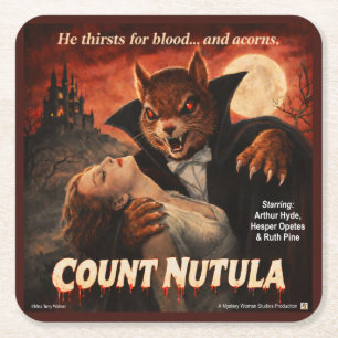 Count Nutula Retro Movie Parody Square Paper Coaster