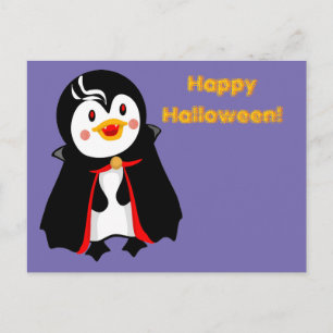 Count Pengula Happy Halloween Holiday Postcard