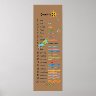 Count to 20 Math Wall Decor Kindergarten Brown
