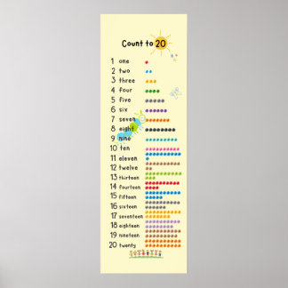 Count to 20 Math Wall Decor Kindergarten Yellow