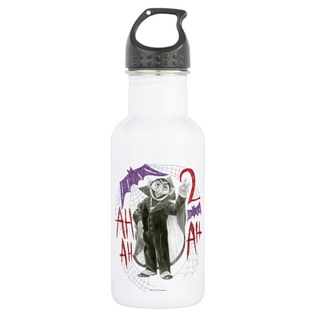 Count von Count B&W Sketch Drawing 532 Ml Water Bottle (Front)