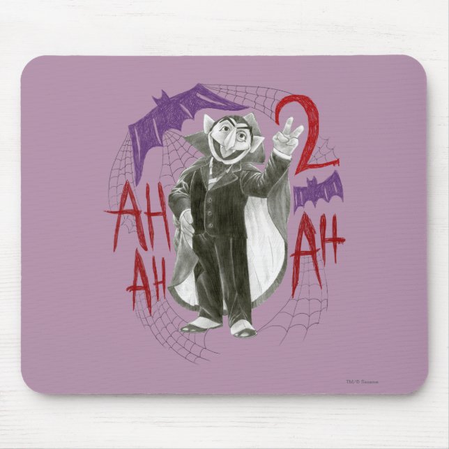 Count von Count B&W Sketch Drawing Mouse Pad (Front)
