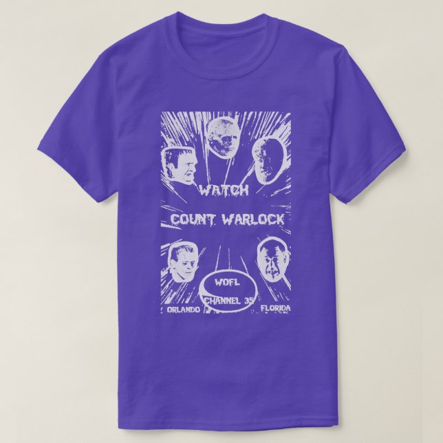 COUNT WARLOCK Horror Host WOFL Orlando T-Shirt (Design Front)