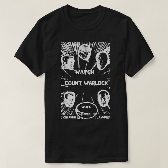COUNT WARLOCK Horror Host WOFL Orlando T-Shirt (Design Front)