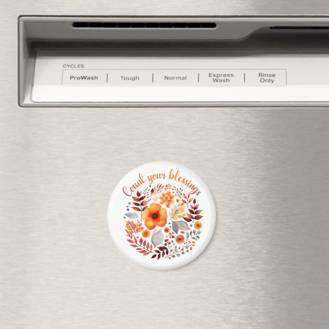 Count Your Blessings – Autumn Floral Wreath Magnet (In Situ (Dishwasher))