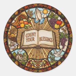 COUNT YOUR BLESSINGS CLASSIC ROUND STICKER