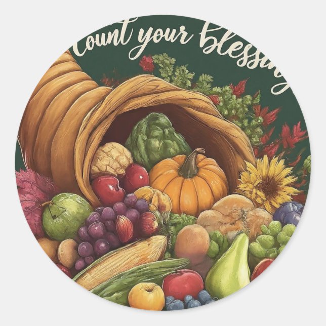 Count Your Blessings Classic Round Sticker (Front)