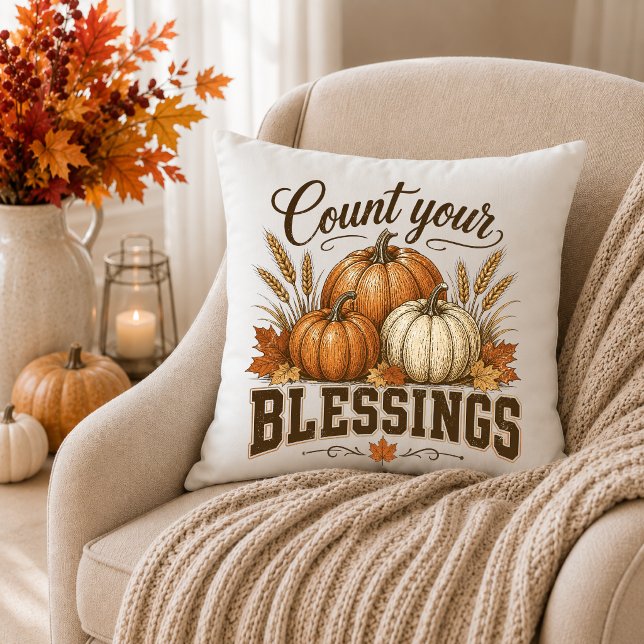 Count Your Blessings Fall Home Decor Cushion (Creator Uploaded)