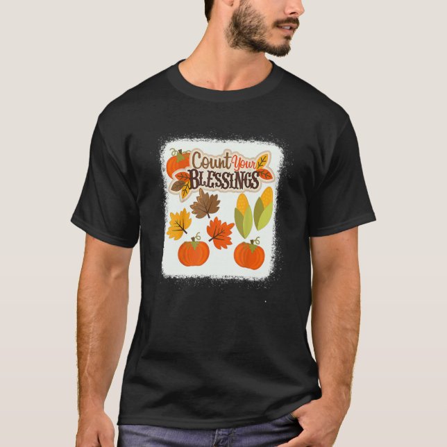 Count Your Blessings Harvest Fall Thanksgiving T-Shirt (Front)