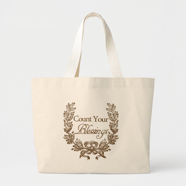 Count Your Blessings Large Tote Bag (Front)