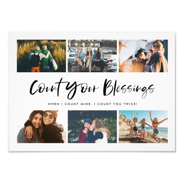 Count Your Blessings Quote Photo Collage Print (Front)