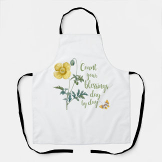 Count your blessings - vintage Yellow poppy Apron