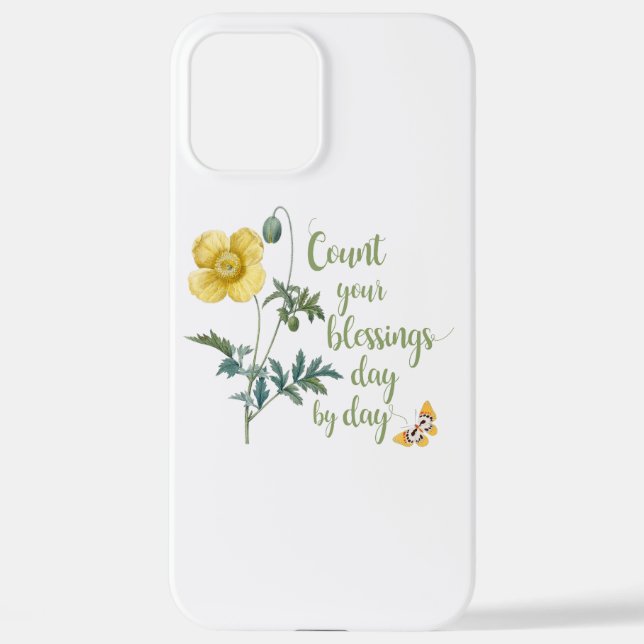 Count your blessings - vintage Yellow poppy iPhone Case (Back)
