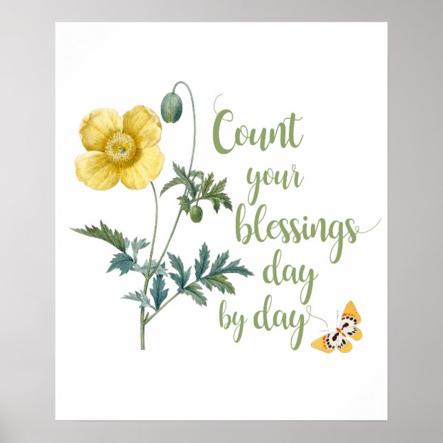 Count your blessings - vintage Yellow poppy  Poster (Front)