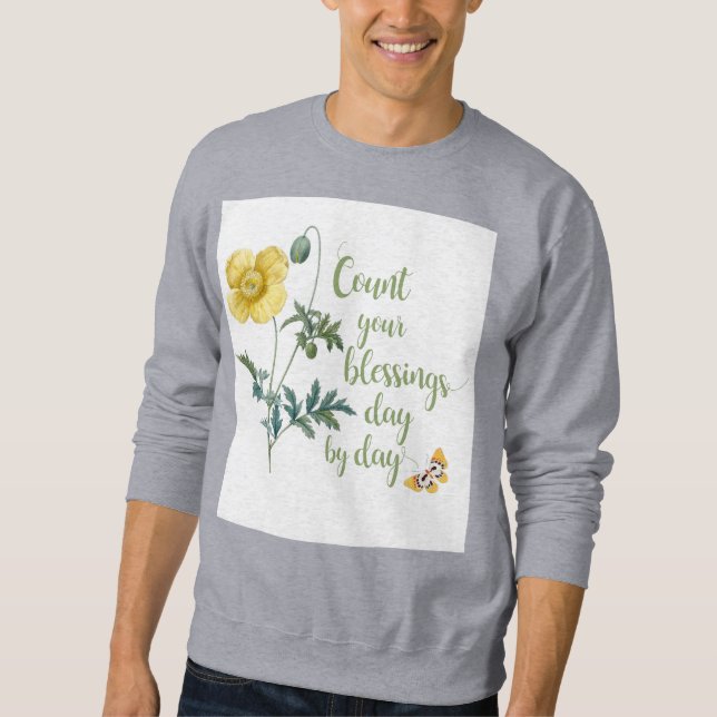 Count your blessings - vintage Yellow poppy Sweatshirt (Front)