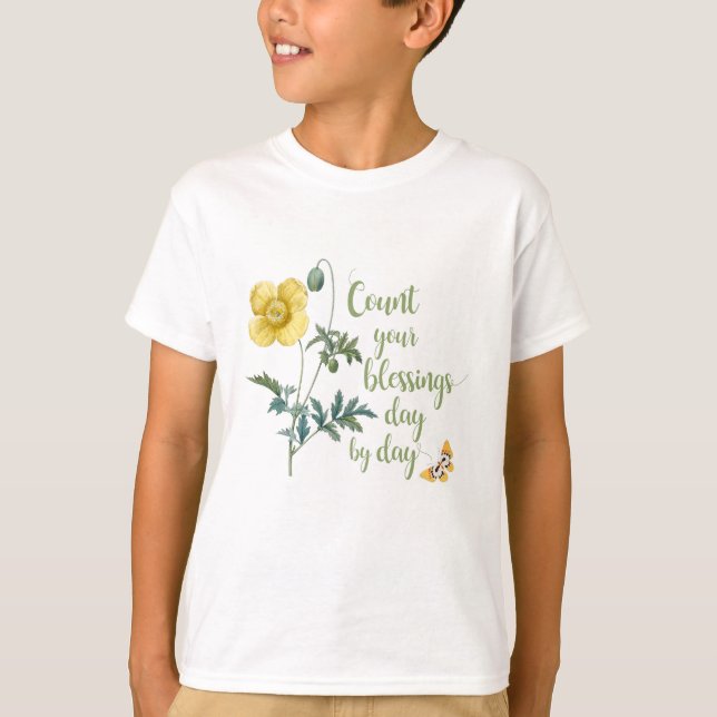 Count your blessings - vintage Yellow poppy T-Shirt (Front)