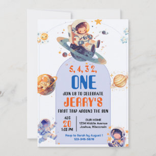 Countdown Astronaut Outer Space Birthday Invitation
