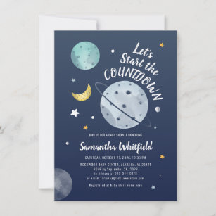 Countdown Modern Space Outer Galaxy Baby Shower Invitation