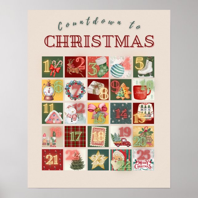 Countdown to Christmas Advent Calendar Wall Art (Front)