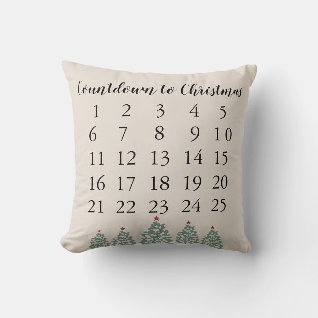 Countdown to Christmas Tree Illustration Holiday Cushion (Front)