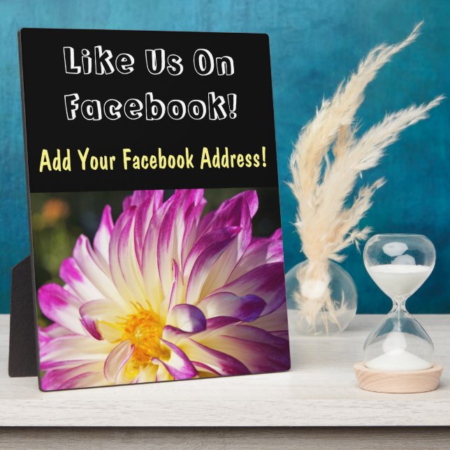 Counter sign plaque Like Us On Facebook! sign (Side)