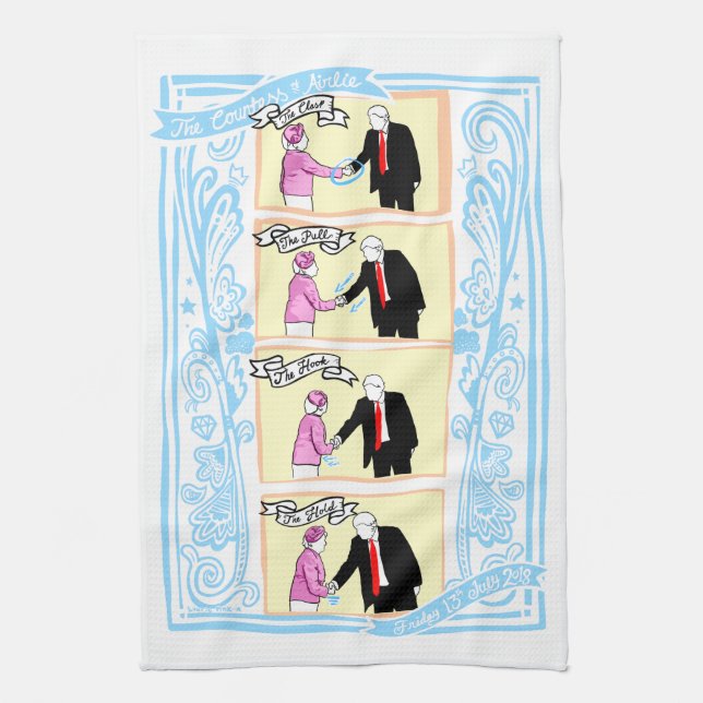 Countess of Airlie's Handshake Souvenir Tea Towel (Vertical)