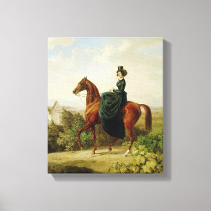 Countess on Horseback (Elegant Brown Horse) Canvas Print